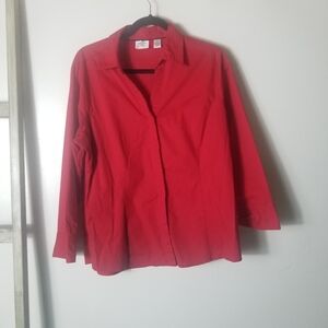 RIDERS BY LEE WOMEN'S DEEP RED BUTTON DOWN BLOUSE SIZE XL